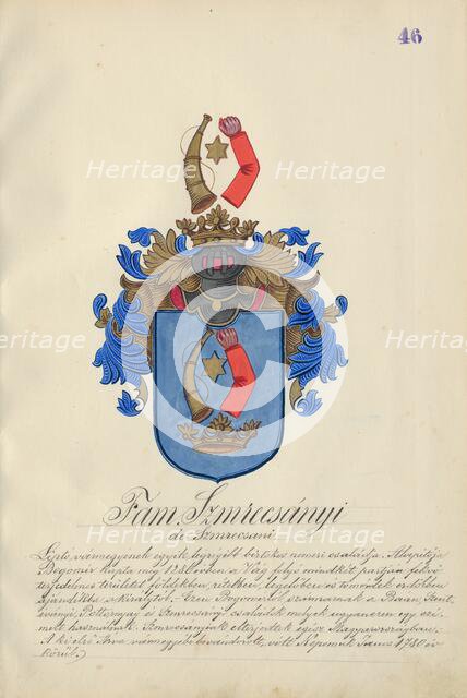 Coat of arms of the Smrecanyi family, 1904-1910. Creator: Adolf Medzihradsky.
