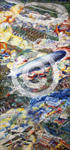 Dirigible, 1933. Creator: Kuptsov, Vasili Vasilyevich (1899-1935).