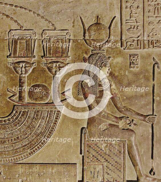 Relief of Cleopatra VII as Goddess Hathor, ca 69-30 BC. Creator: Ancient Egypt.