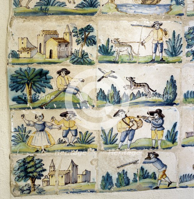 Detail of a tile panel of unknown origin.