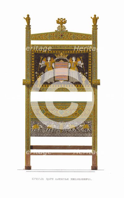 Throne of Tsar Alexei Mikhailovich. From the Antiquities of the Russian State, 1849-1853. Creator: Solntsev, Fyodor Grigoryevich (1801-1892).