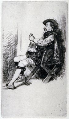 'Seated Man, in Doublet and Cloak', 19th century.             Artist: Charles Samuel Keene