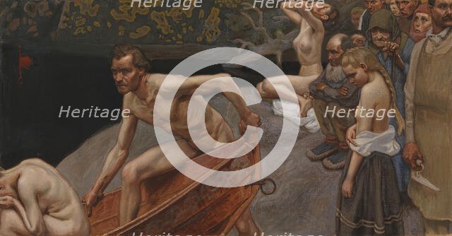 By the River of Tuonela, study for the Jusélius Mausoleum frescoes, 1903. Creator: Akseli Gallen-Kallela.