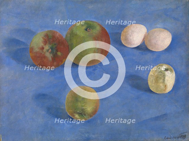 Still Life. Apples and Eggs, 1921. Artist: Petrov-Vodkin, Kuzma Sergeyevich (1878-1939)