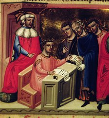 Development of the laws, Miniature in 'Codex Justinian Institutiones Feodorum et Alia', illuminat…
