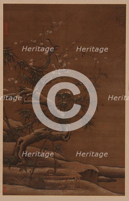 Birds, Plum Blossoms, and Bamboo in Winter, 16th century. Creator: Unknown.