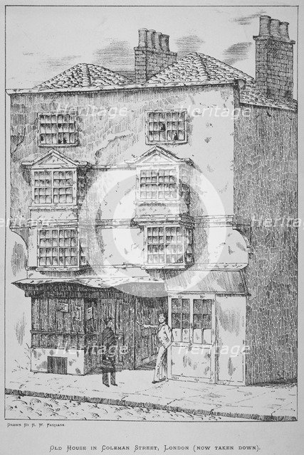 A house in Coleman Street, City of London, 1865.                                                   Artist: Anon