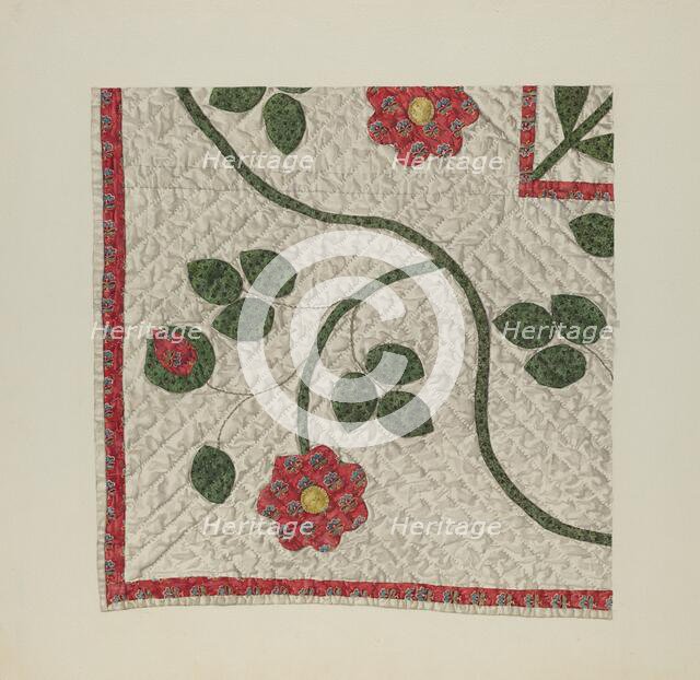 Quilt - Tulip Pattern, c. 1941. Creator: Alice Cosgrove.