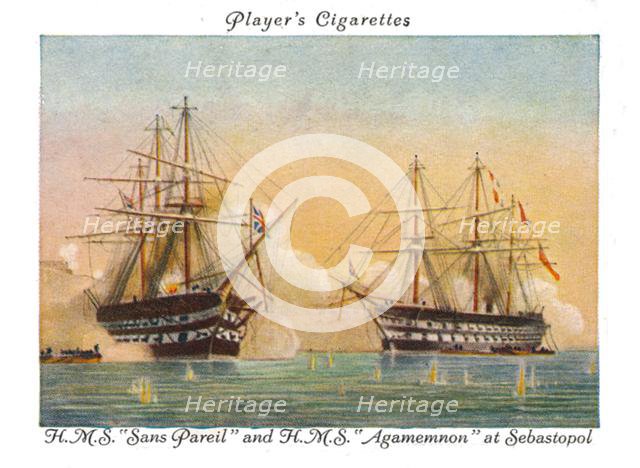 H.M.S."Sans Pariel"and H.M.S."Agamemnon" at Sebastopol, 1936.   Creator: Unknown.