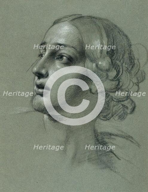Head study for "Arindal and Daura", around 1820/1855. Creator: Johann Peter Krafft.