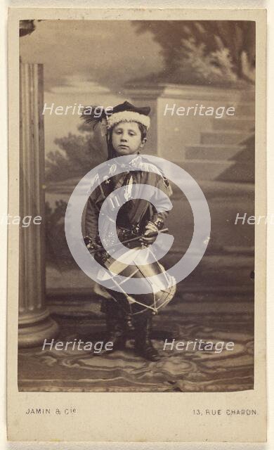 Little boy in uniform, 1870s. Creator: Jamin & Cie.