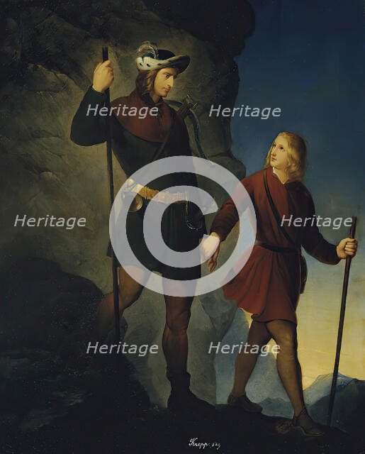 The rescue of Emperor Maximilian I from the Martinswand, 1849. Creator: Friedrich Krepp.