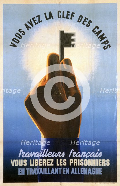 'French Workers, You have the Key to the Camps', 1940-1944. Artist: Unknown