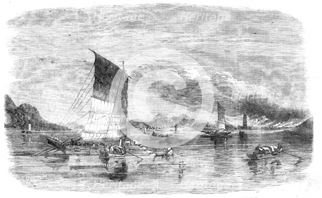 Bombardment of Canton: the Suburbs on Fire - from a sketch by an officer engaged in the..., 1857. Creator: Unknown.
