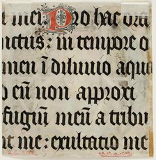 Leaf Fragment with Text with Ornamental "P", 15th century. Creator: Unknown