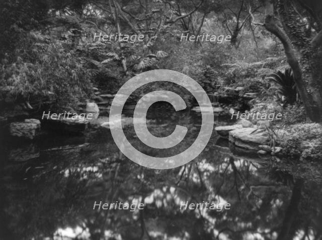 John L. Severance House, Pasadena, California. Waterfall and pond, 1923. Creator: Frances Benjamin Johnston.