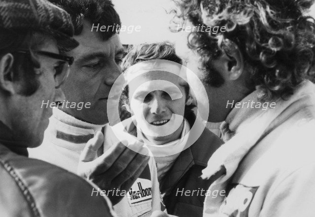Mauro Forghieri, Alex Soler-Roig, Niki Lauda and Jocken Mass at Zandvoort, (1972?). Artist: Unknown