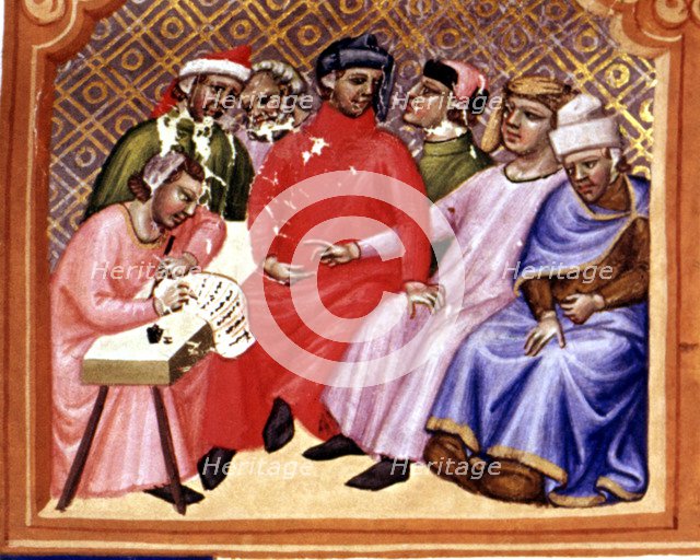 Miniature in 'Codex Justinian Institutiones Feodorum et Alia', illuminated manuscript, c. 1300.