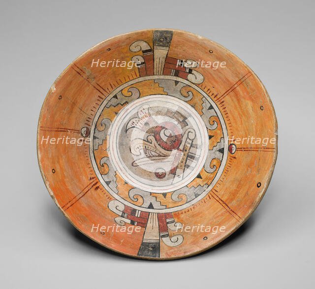 Tripod Bowl Depicting Head of Bird on its Interior Surface, A.D. 1200/1521. Creator: Unknown.
