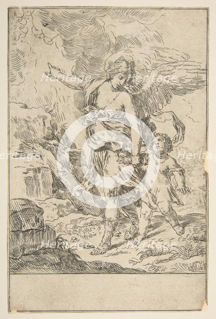 A guardian angel walking with a child, ca. 1640. Creator: Simone Cantarini.