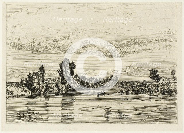 Landscape Near Asnières, 1844. Creator: Charles Emile Jacque.