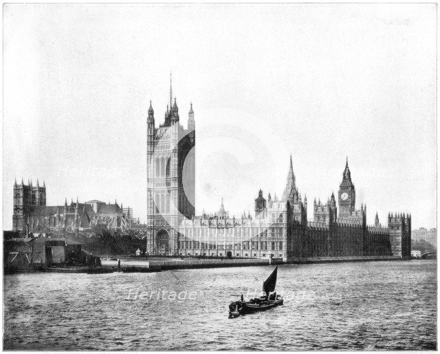 Houses of Parliament, London, late 19th century.Artist: John L Stoddard