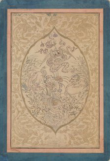 A Gathering of Mythical Creatures around a Lotus Leaf, dated Shawwal A.H. 1088/A.D. 1677. Creator: Mu'in.