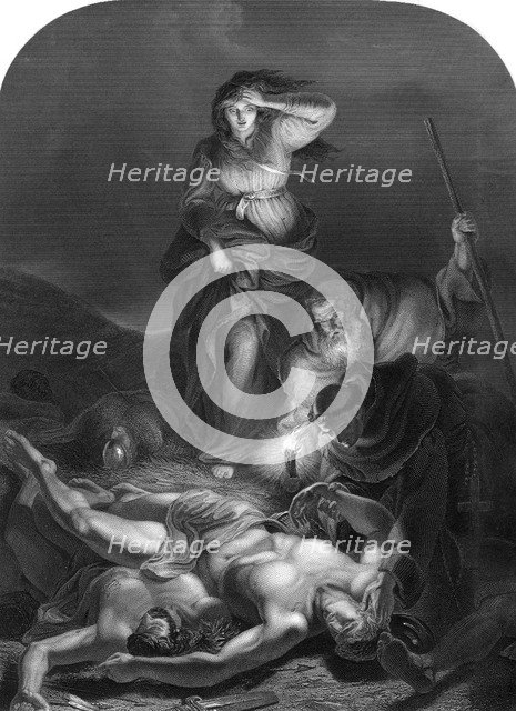 'Edith finding the Body of Harold', (1834).Artist: E Whitfield