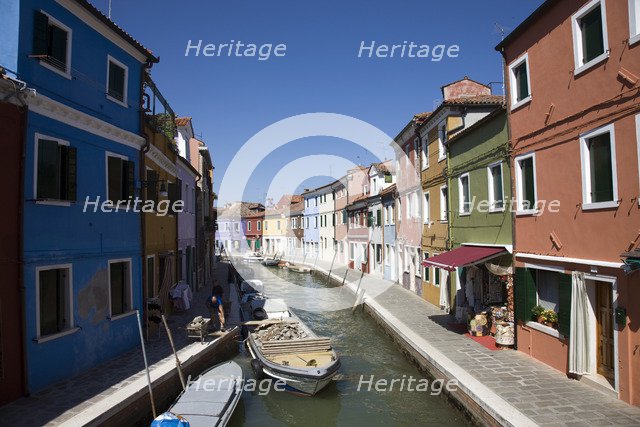 Canal on the island of Burano, Venice, Italy. Artist: Samuel Magal