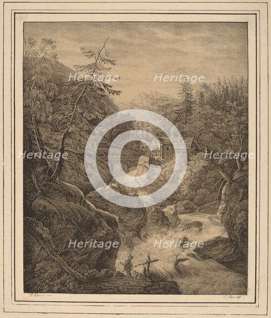 Waterfall, 1820s. Creators: Kaspar Auer, Johann Jakob Dorner.