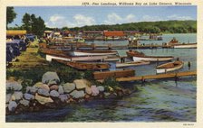 Pier landings, Williams Bay on Lake Geneva, Wisconsin, USA, 1940. Artist: Unknown