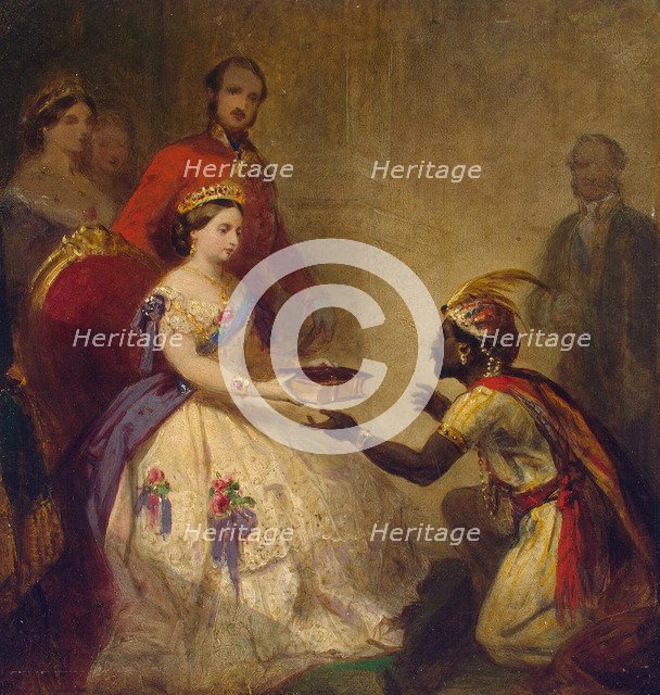 Queen Victoria Giving the Bible to an African Chief', 1861. Creator: Barker, Thomas Jones (1815-1882).