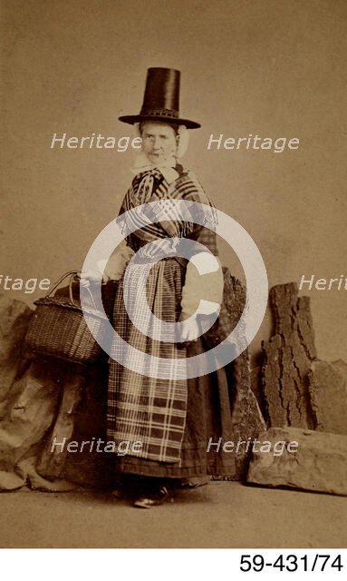 Studio photograph of a woman in Welsh costume, c1880s. Creator: Edwin P Lee.