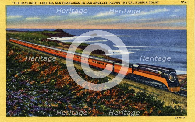 'The Daylight' Limited, San Francisco to Los Angeles, along the California Coast, 1942. Artist: Unknown