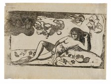 Te arii vahine—opoi (Woman with Mangos—Tired), from the Suite of Late Wood-Block Prints, 1898/99. Creator: Paul Gauguin.