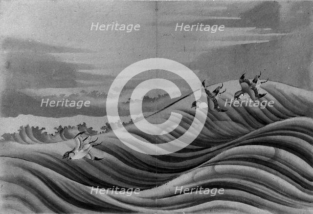 Chidori Birds, 18th-19th century. Creator: School of Katsushika Hokusai.