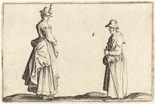 Two Women in Profile, c. 1622. Creator: Jacques Callot.