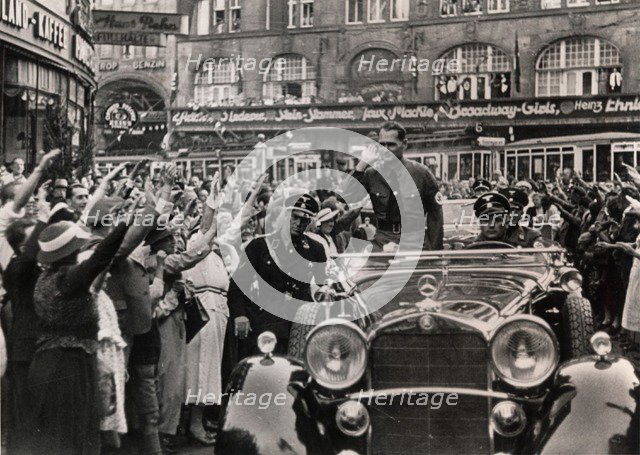 Nazi Deputy Führer Rudolf Hess on a visit to Stuttgart, Germany, 1937. Artist: Unknown