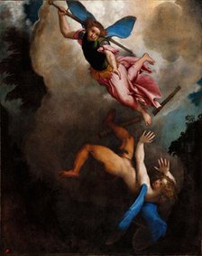 The Archangel Michael kills Satan, c.1545. Creator: Lotto, Lorenzo (1480-1556).