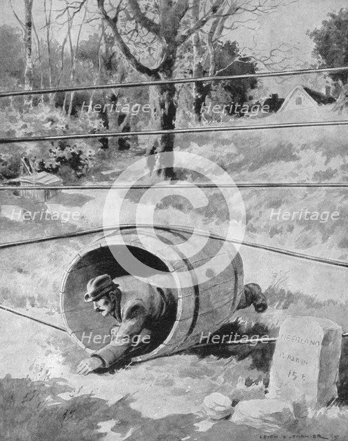 Entering Holland from the Belgian frontier, 1915. Artist: Unknown