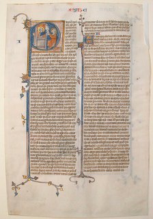 Manuscript Leaf with the Opening of the Epistle of Saint Paul to the Ephesians, French, ca. 1300. Creator: Unknown.