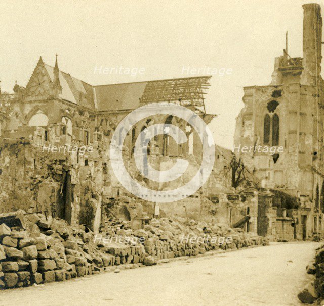 Soissons Cathedral, Soissons, northern France, c1914-c1918.  Artist: Unknown.