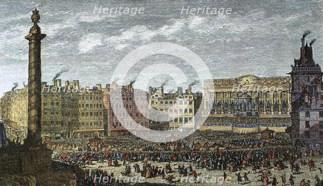 Marie Antoinette arrives at the Town Hall in Paris during the celebration of the Dauphin..., 1782. Creator: Unknown.