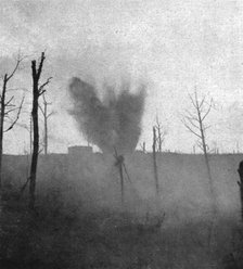 The Battle of La Malmaison; During our artillery fire: explosion of a large French shell..., 1917. Creator: Unknown.
