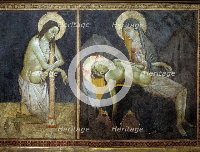  'Christ in the column' and 'Piety', around 1400, tempera painting.