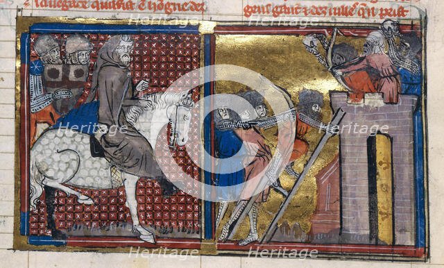 The Siege of Nish in 1096 (From "Li rommans de Godefroy de Buillon et de Salehadin"), 1337. Creator: Maître de Fauvel (active 1314-1340).