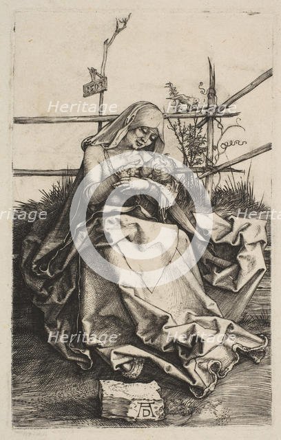 Virgin and Child on a Grassy Bench, 1503. Creator: Albrecht Durer.