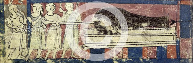 Firing the earliest known cannon, c1326. Creator: Unknown.