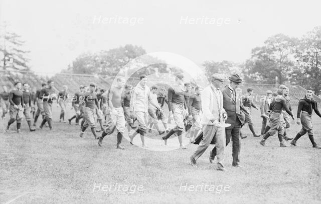 Yale Squad coming on field, Bomeisler, Spalding, Mack, Dr. Bull, between c1910 and c1915. Creator: Bain News Service.