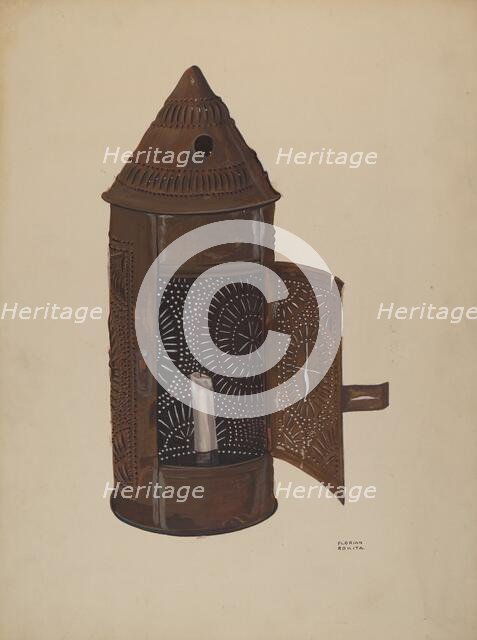 Pierced Iron Lantern, c. 1936. Creator: Florian Rokita.